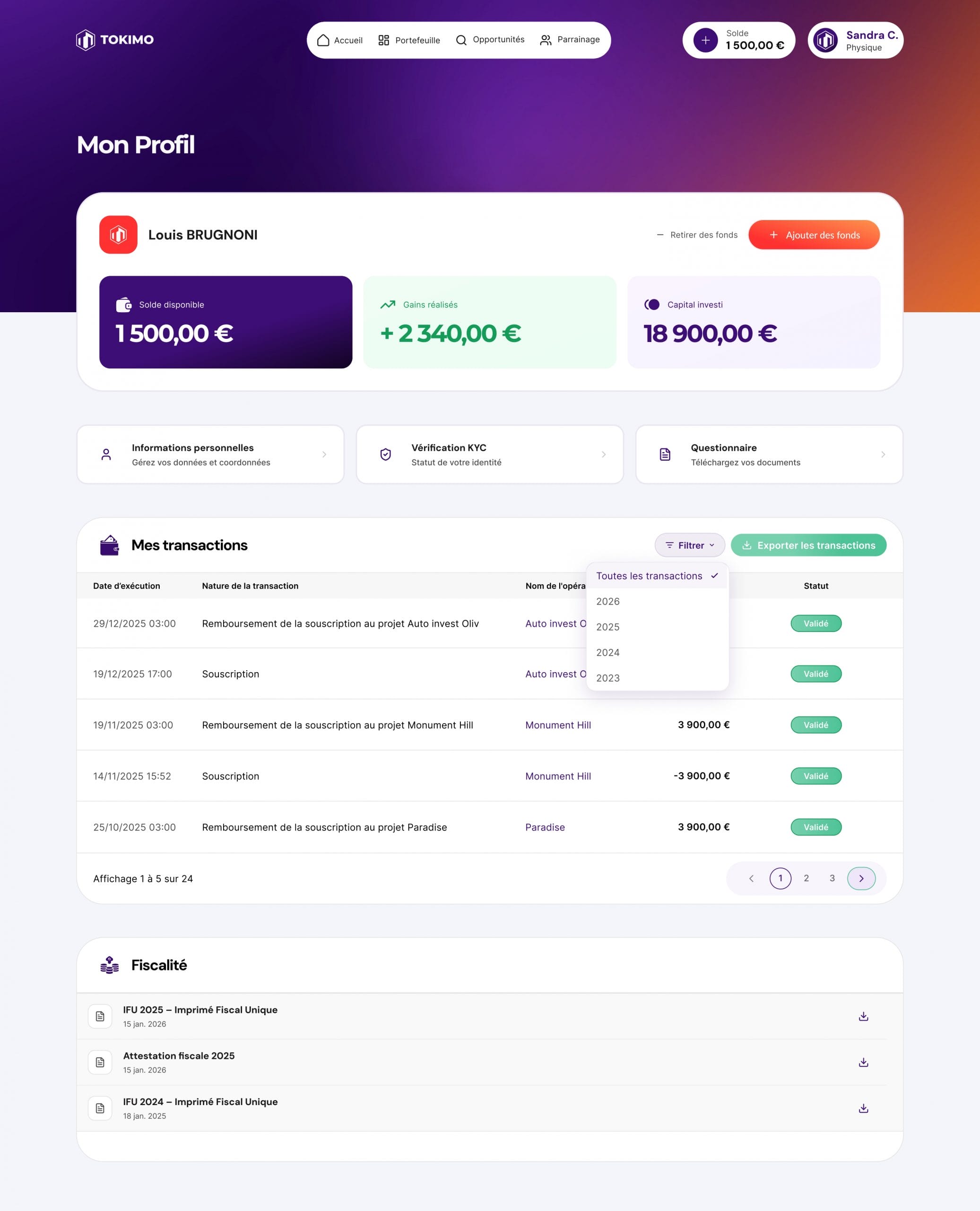 MON PROFIL - TOKIMO